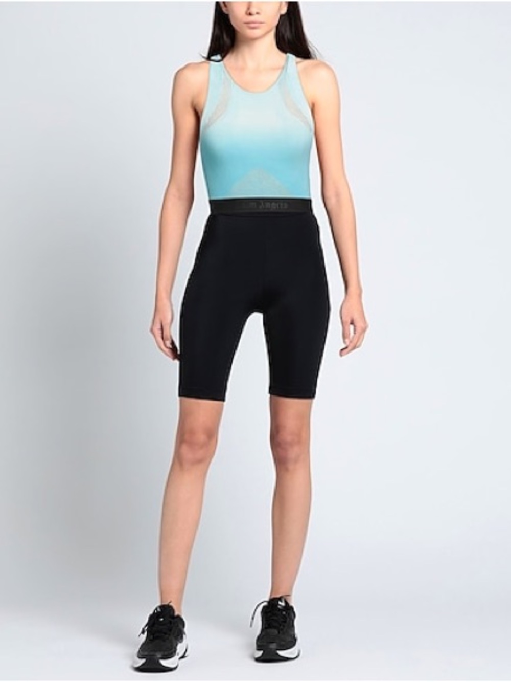 Palm Angels Light Blue Ombre Seamless Crop Sports Bra with Black Band